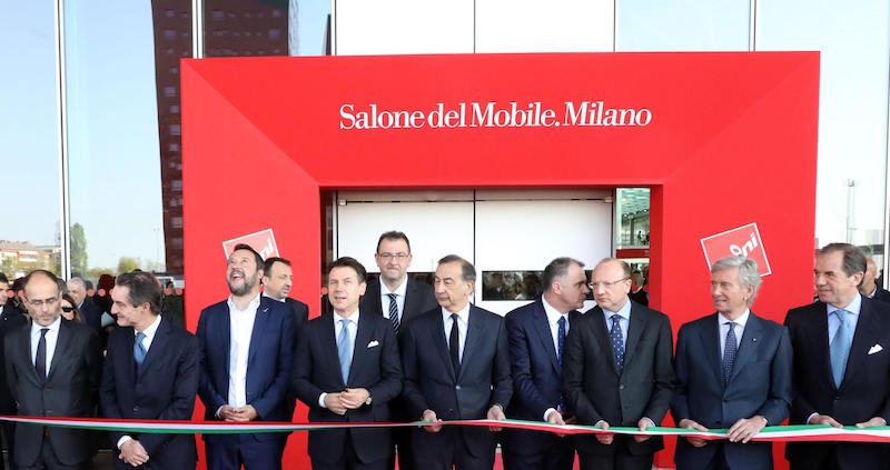 La cerimonia d'inaugurazione del Salone del Mobile 2019.
(ANSA / MATTEO BAZZI)