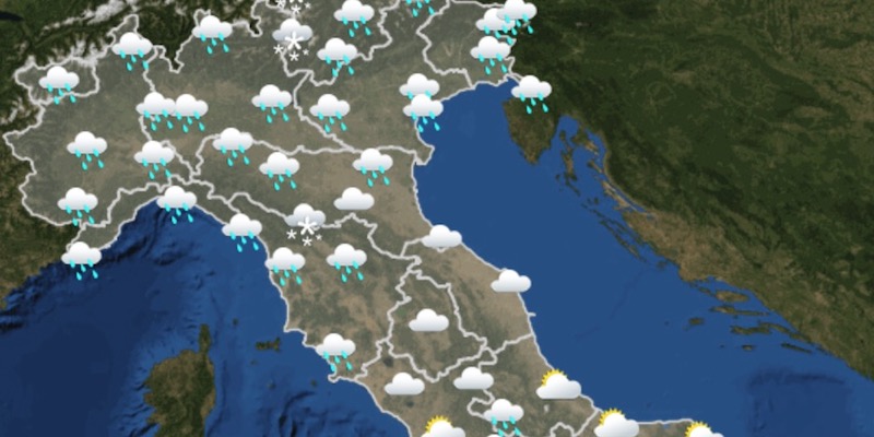 Le previsioni del tempo per il pomeriggio di lunedì 2 marzo 2020 sul nord Italia (Servizio meteorologico dell'Aeronautica militare)