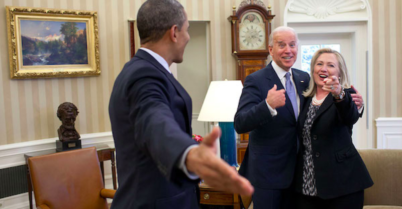 Joe Biden, Hillary Clinton e Barack Obama