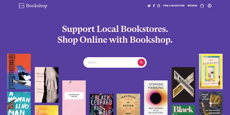 La homepage della libreria online Bookshop