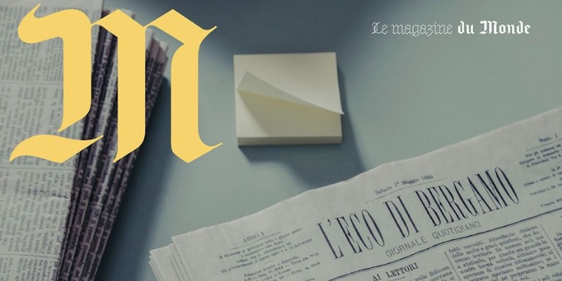 La copertina del settimanale di Le Monde dedicata all’Eco di Bergamo