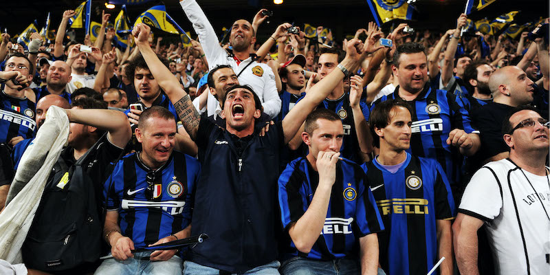 Tifosi dell'Inter allo stadio Bernabeu di Madrid il 22 maggio 2010 (Getty Images)