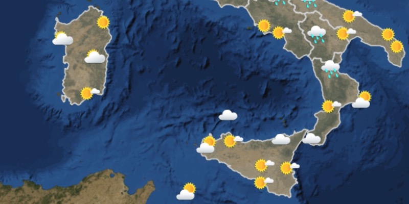 Le previsioni del tempo per domenica 3 maggio 2020 per il Sud Italia (Servizio meteorologico dell'Aeronautica militare)