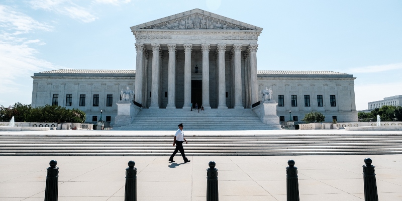 La sede della Corte Suprema degli Stati Uniti. Washington, D.C., il 25 giugno del 2020 (Michael A. McCoy/Getty Images)