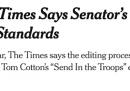 Il New York Times ha detto che il controverso articolo del senatore Repubblicano Tom Cotton «non era all'altezza» di essere pubblicato