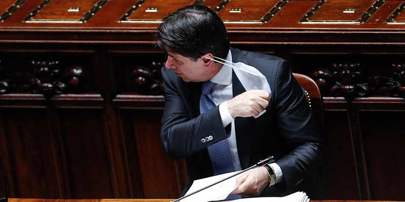 Il presidente del Consiglio, Giuseppe Conte, alla Camera durante il Question Time, Roma, 1 Luglio 2020. (ANSA/GIUSEPPE LAMI)