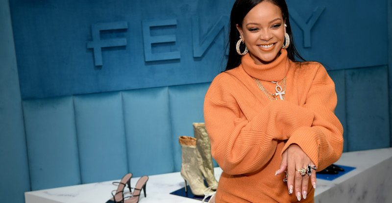 Rihanna alla presentazione di una nuova linea di Fenty a New York, il 7 febbraio 2020. (Dimitrios Kambouris/Getty Images for Bergdorf Goodman)