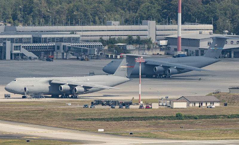 La Ramstein Air Base, vicino a Francoforte, la più grande base militare statunitense fuori dal Nord America. (Alexander Scheuber/Getty Images)