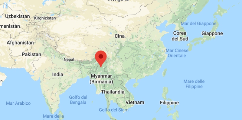 Hpakant, nello stato di Kachin, in Myamar (Google Maps)