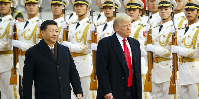 Donald Trump e Xi Jinping a Pechino il 9 novembre 2017 (Thomas Peter-Pool/Getty Images)