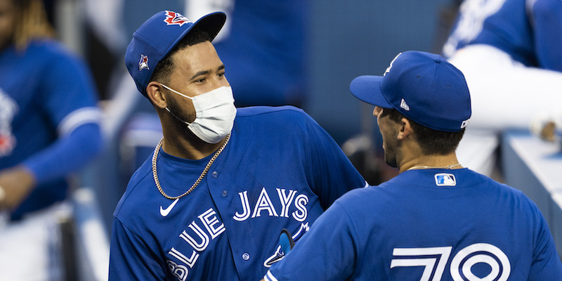 Simeon Woods Richardson durante una sessione di allenamento dei Toronto Blue Jays (Mark Blinch/Getty Images)