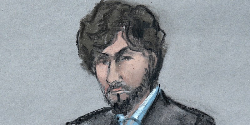 Dzhokhar Tsarnaev in un ritratto del 2015 (Jane Flavell Collins via AP, File)