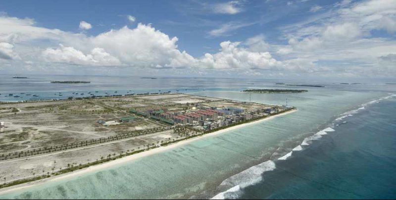 L'isola di Hulhumalé nel 2007, durante la sua realizzazione. (Majority World/ Lapresse)