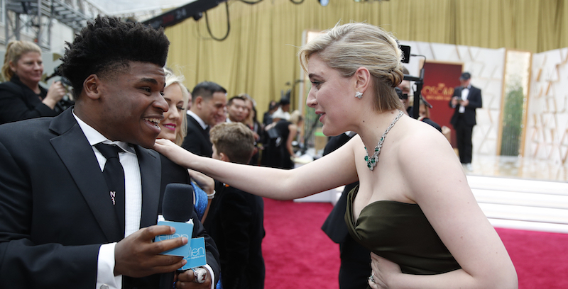 Jerry Harris con Greta Gerwig agli Oscar, 9 febbraio 2020 
(AP Photo/John Locher)