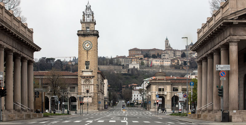 Il centro di Bergamo fotografato il 25 marzo. (Emanuele Cremaschi/Getty Images)