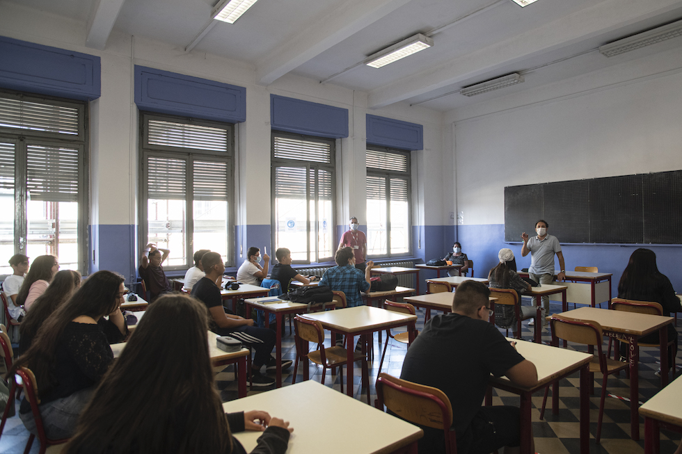 Una scuola superiore di Torino il secondo giorno di scuola. (Diana Bagnoli/Getty Images)
