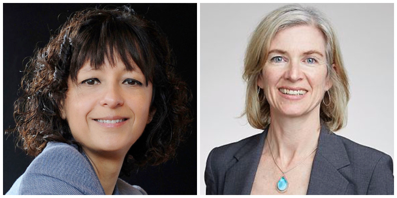 Emmanuelle Charpentier (Bianca Fioretti, Hallbauer &amp; Fioretti via Wikimedia), Jennifer A. Doudna (The Royal Society via Wikimedia)