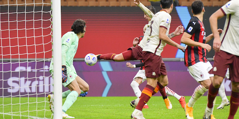 Il gol al Milan di Marash Kumbulla (Fabio Rossi/AS Roma/LaPresse)