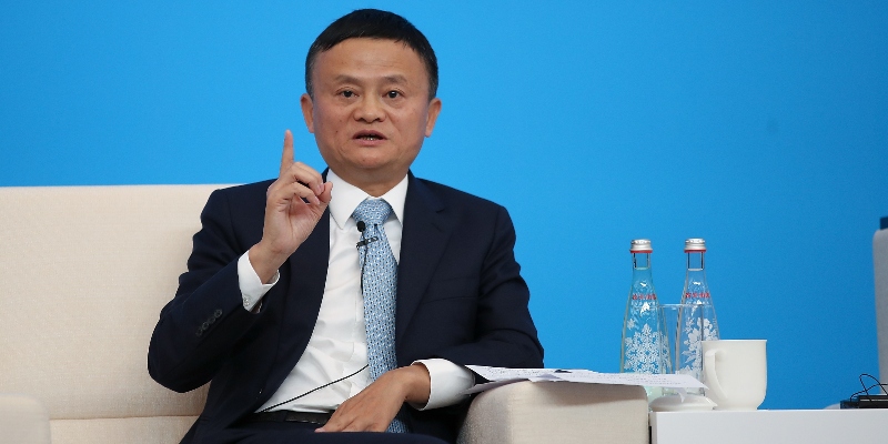 Il presidente di Alibaba Jack Ma, che controlla Ant Group, a Shanghai, in Cina, il 5 novembre 2018 (Lintao Zhang / Getty Images)