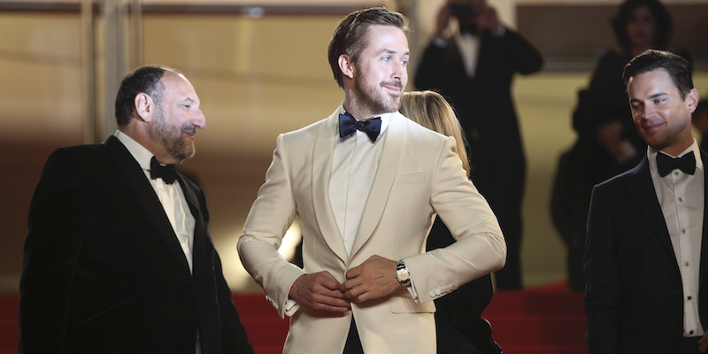 Joel Silver, Ryan Gosling e Matt Bomer alla prima di The Nice Guys al festival di Cannes del 2016
(AP Photo/Thibault Camus)