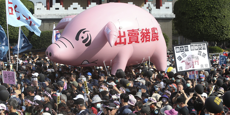Proteste domenica scorsa a Taipei. (AP Photo/Chiang Ying-ying)