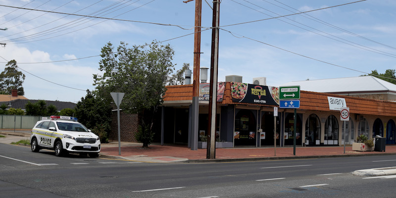 La pizzeria di Adelaide, capitale dell'Australia Meridionale, dove lavora l'uomo la cui bugia ha portato lo stato ad andare in lockdown, il 20 novembre 2020 (Kelly Barnes/Getty Images)
