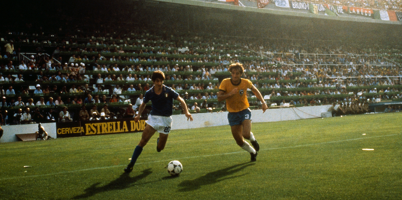 Paolo Rossi contro il Brasile il 5 luglio 1982. (LaPresse Archivio storico)