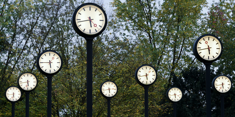 L'installazione 'Zeitfeld' a Dusseldorf, in Germania, in una foto scattata nel 2017 (Lisa Ducret/dpa)