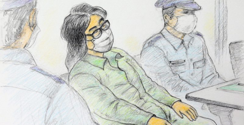 Lo sketch disegnato da Masato Yamashita durante la prima udienza del processo a Takahiro Shiraishi. Tachikawa, area metropolitana di Tokyo, Giappone, 30 settembre 2020. (EPA/ JIJI PRESS via ANSA)