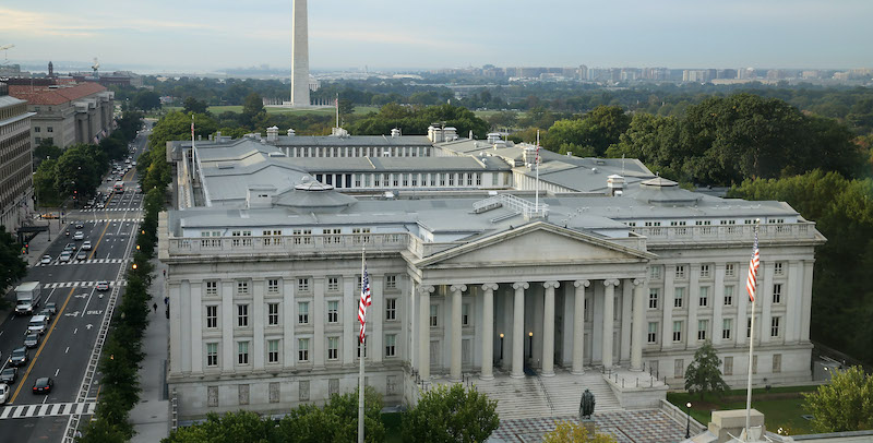 La sede del Dipartimento del Tesoro (Chip Somodevilla/Getty Images)
