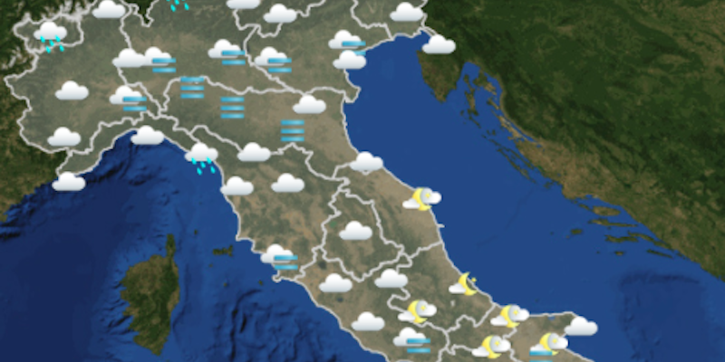 Le previsioni meteo per mercoledì 23 dicembre