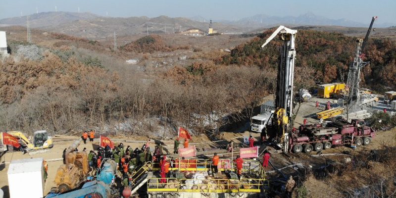 Il sito della miniera di Hushan, vicino a Qixia, in Cina, il 17 gennaio 2021. (Wang Kai/ Xinhua via ZUMA Press / ANSA)