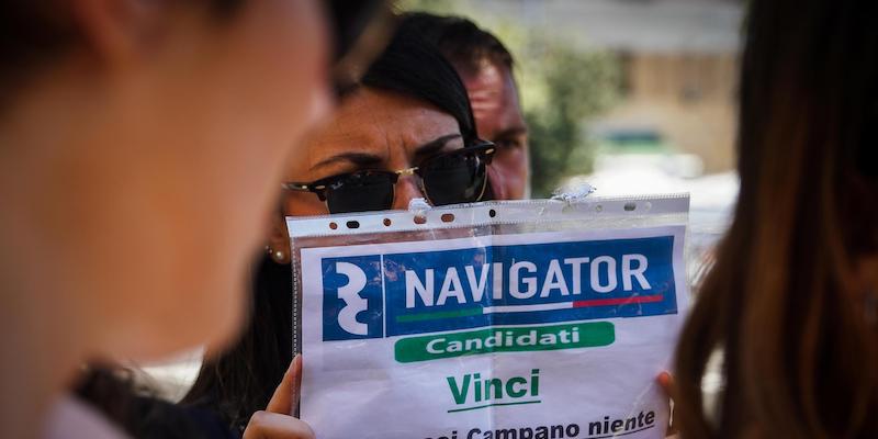 La protesta dei navigator in Campania (ANSA/CESARE ABBATE)