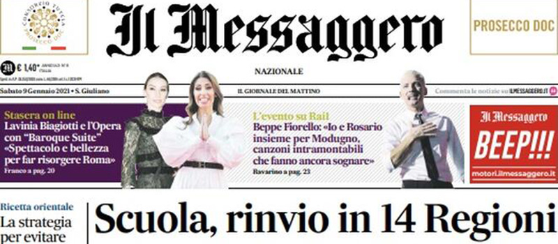 Le prime pagine di sabato 9 gennaio 2021