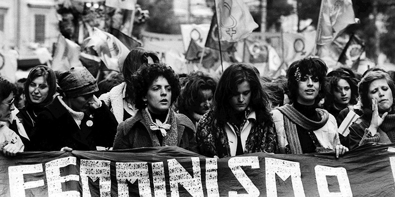 Manifestazione femminista, anni Settanta (ANSA/UFFICIO STAMPA VITTORIANO)