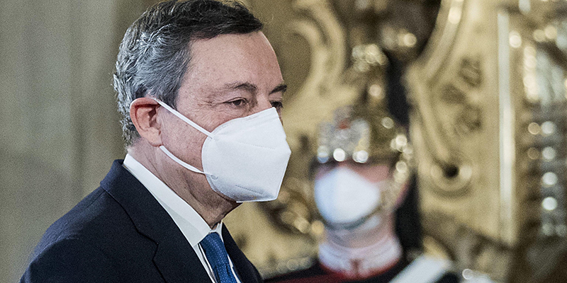 Mario Draghi, Roma, 3 febbraio 2021 (EPA/ROBERTO MONALDO / POOL)