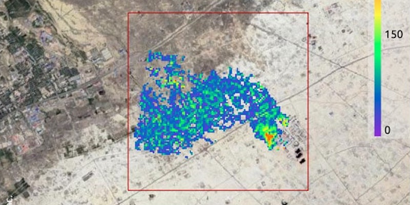 Una perdita di metano in Asia rilevata da un satellite GHGSat-C2 “Hugo” usando telecamere a infrarossi (GHGSat)