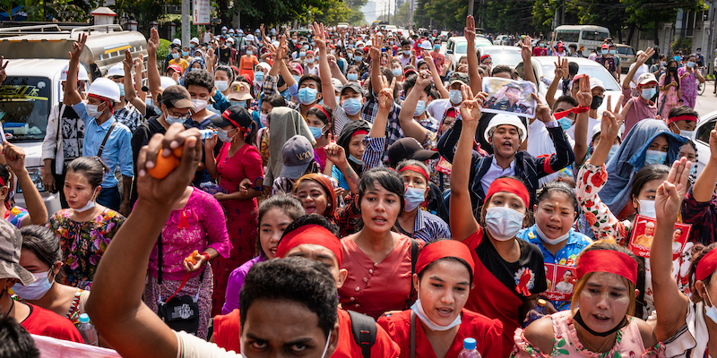 Proteste a Yangon, in Myanmar (Getty Images)
