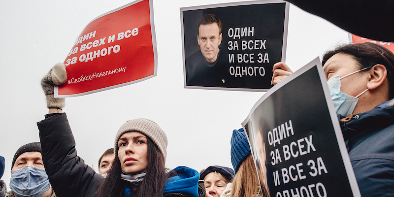 La manifestazione a Mosca lo scorso 23 gennaio (Getty Images)
