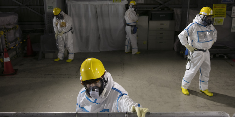 Nella centrale nucleare di Fukushima, in Giappone, il 12 febbraio 2020 (AP Photo/Jae C. Hong, La Presse)