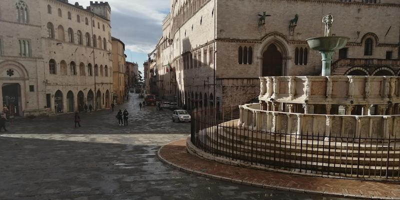 Il centro di Perugia, in zona rossa (ANSA/Danilo Nardoni)