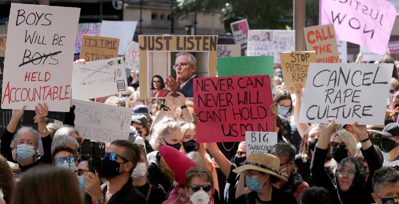Proteste a Sydney, lunedì 15 marzo. (AP Photo/ Rick Rycroft)