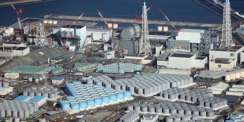 Parte della centrale nucleare di Fukushima Daiichi, il 14 febbraio 2021, un giorno dopo un terremoto di magnitudo 7.3 (EPA/JIJI PRESS, ANSA)