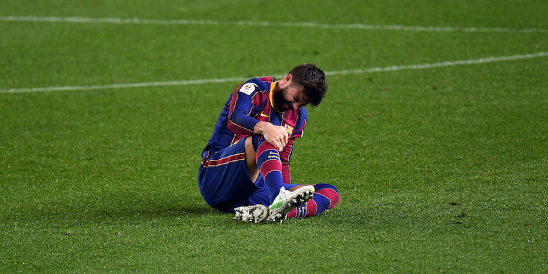 Gerard Piqué in Barcellona-Siviglia, semifinale di Coppa del Re (David Ramos/Getty Images)