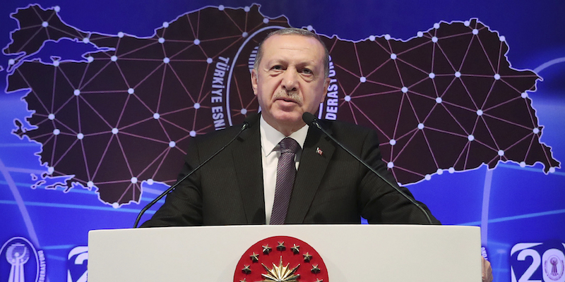 Il presidente turco Recep Tayyip Erdogan nel 2018 (Presidential Press Service via AP, Pool)