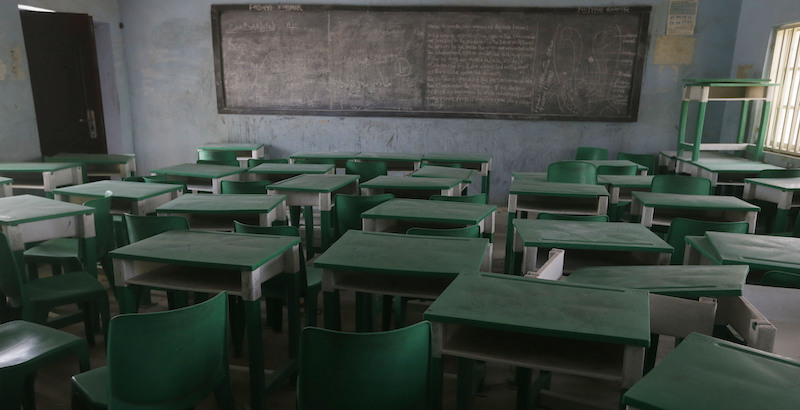Una classe della scuola di Jangebe, dove a fine febbraio erano state rapite centinaia di studentesse (AP Photo/Sunday Alamba)