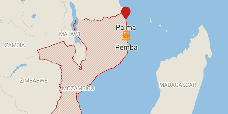 La città di Palma, nel nord del Mozambico