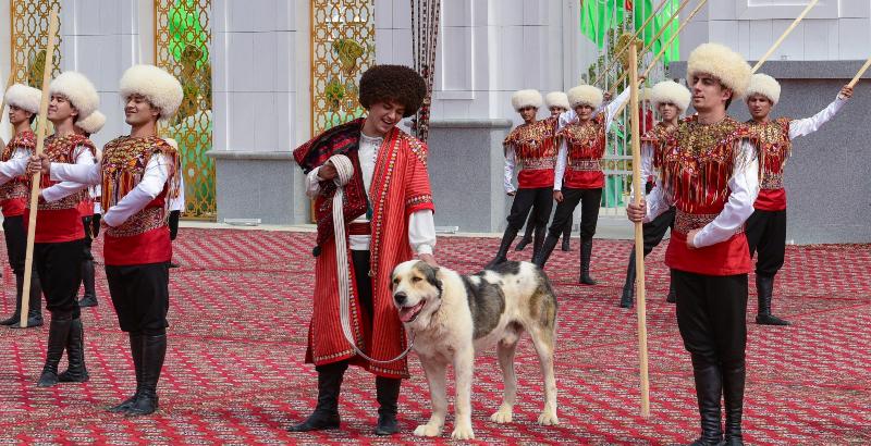 Celebrazione della giornata del cane ad Ashgabat, in Turkmenistan, lo scorso 25 aprile (AP Photo)