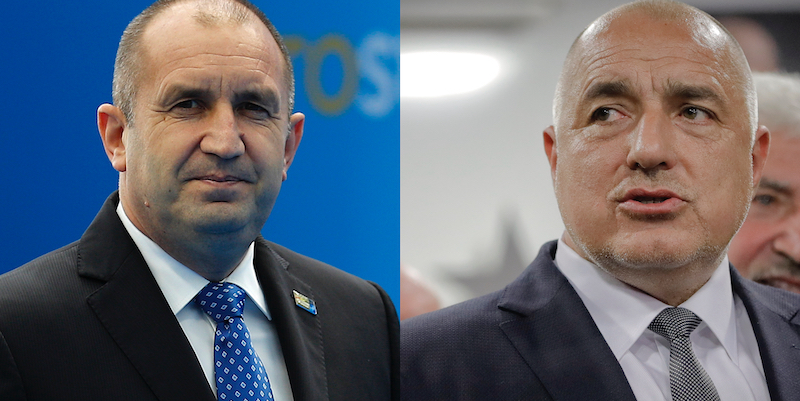 Il presidente della Repubblica Rumen Radev (a sinistra) e il primo ministro Boyko Borisov (a destra)

(AP Photo)
