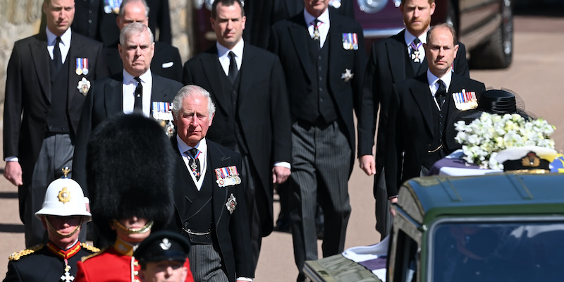 Carlo d'Inghilterra, il principe William e suo fratello Harry in testa al corteo funebre (Leon Neal/WPA Pool/Getty Images )